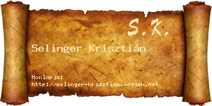 Selinger Krisztián névjegykártya